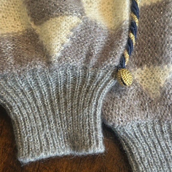 Ribot Italy | Vintsge 80s Mohair Blend Crewneck Dolman Sleeve Checkered Sweater - Picture 6 of 10